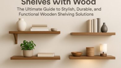 Shelves with wood