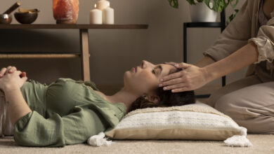Woman Receiving Ayurvedic Head Massage in a Peaceful Setting