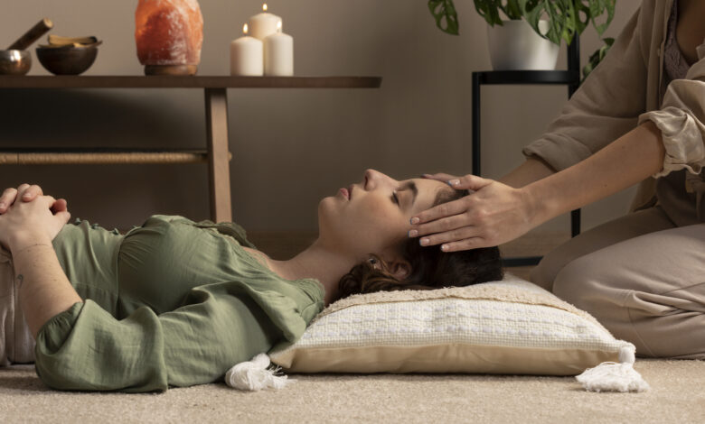 Woman Receiving Ayurvedic Head Massage in a Peaceful Setting